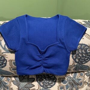 Hollister Royal Blue Ribbed Crop Top
